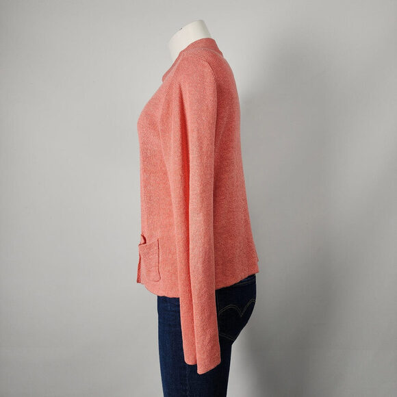 Eileen Fisher Coral Linen Knit Button Up Cardigan Size M - Picture 4 of 8